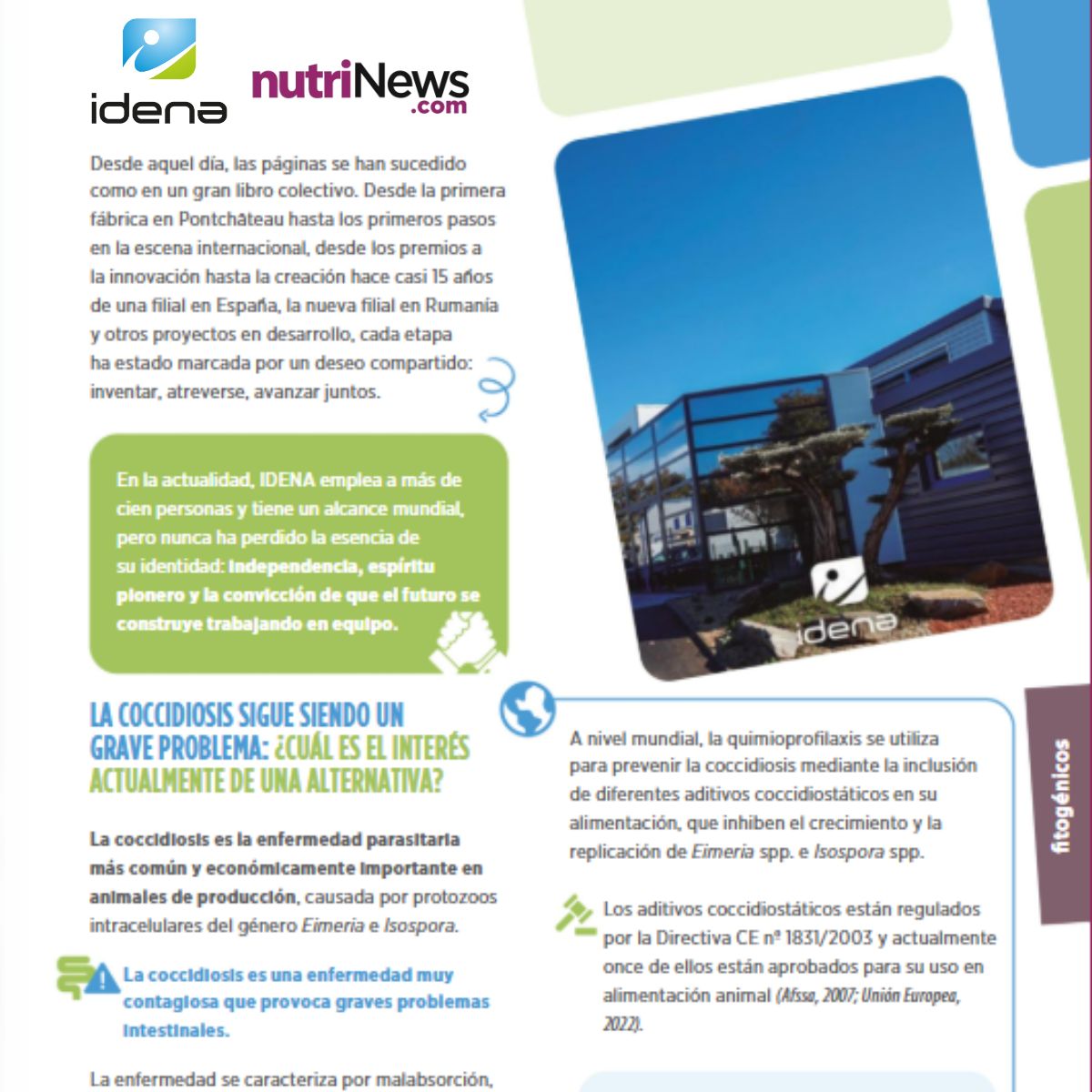 IDENA article sur nos solutions alternatives efficaces sur différents cycles Eimeria - NUTRINEWS